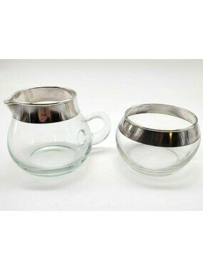 Dorothy Thorpe Glass Sugar and Creamer Set Roly-Poly Mid-Century Modern DE5